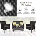 Costway 4 részes kültéri rattan bútorgarnitúra, párnázott kanapéval és dohányzóasztallal, türkiz/piros/fehér/szürke/tengerészkék