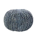 Saro Lifestyle Denim Twisted Rope Pouf - 20dx14h Round, Navy Blue