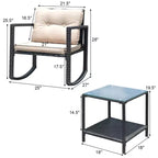 Ensemble de conversation de jardin Costway 3 pièces en rotin, fauteuil à bascule, canapé avec coussins, mobilier de jardin