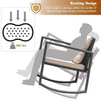 Ensemble de conversation de jardin Costway 3 pièces en rotin, fauteuil à bascule, canapé avec coussins, mobilier de jardin