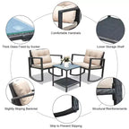 Ensemble de conversation de jardin Costway 3 pièces en rotin, fauteuil à bascule, canapé avec coussins, mobilier de jardin