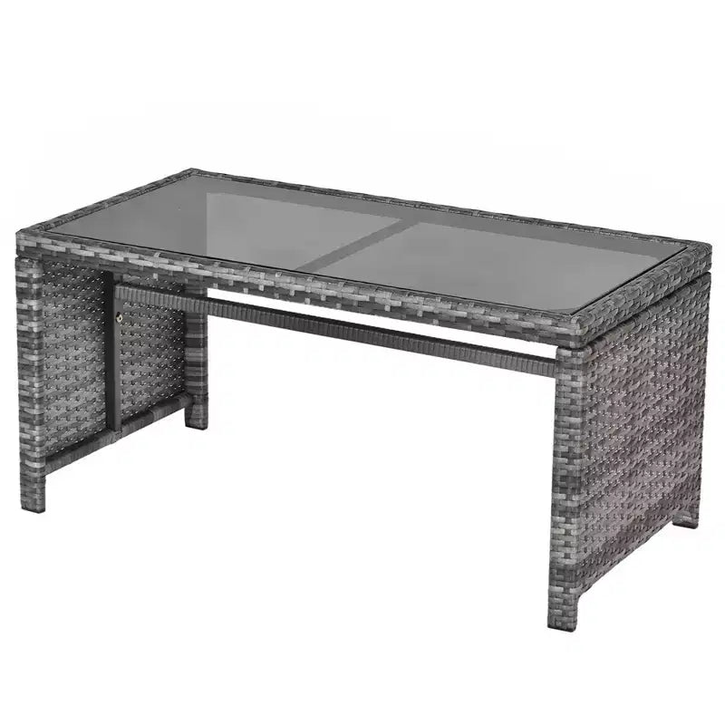 Costway 4 részes teraszos rattanbútor-garnitúra, beszélgetőgarnitúra üvegasztallappal, párnázott, türkiz/piros/szürke/bézs/tengerészkék/fekete
