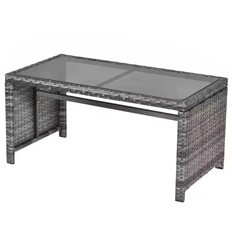 Costway 4 részes teraszos rattanbútor-garnitúra, beszélgetőgarnitúra üvegasztallappal, párnázott, türkiz/piros/szürke/bézs/tengerészkék/fekete