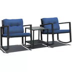 Costway 3 részes kültéri rattan bútorgarnitúra, hintaszékekkel és párnázott kanapéval