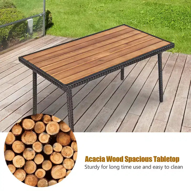 Ensemble de mobilier de patio en rotin Costway 4 pièces, salon de jardin avec table basse et coussins