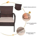 Ensemble de mobilier de patio en rotin Costway 4 pièces, salon de jardin avec table basse et coussins