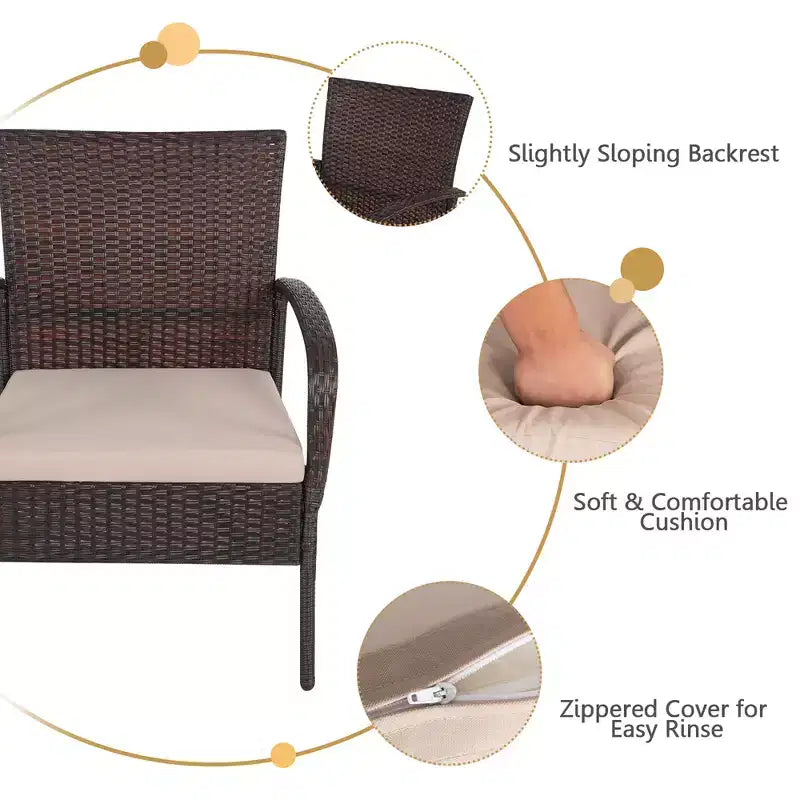 Ensemble de mobilier de patio en rotin Costway 4 pièces, salon de jardin avec table basse et coussins