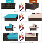 Ensemble de mobilier de jardin en rotin Costway 5 pièces, canapé d’extérieur modulable, coussins turquoise\bleu marine
oir