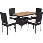 Ensemble de mobilier de patio en rotin Costway, 5 pièces, table avec plateau en bois et chaises avec coussins, jardin/cour/terrasse