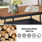 Ensemble de mobilier de patio en rotin Costway, 5 pièces, table avec plateau en bois et chaises avec coussins, jardin/cour/terrasse