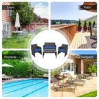 Costway Ensemble de mobilier de terrasse en rotin de 8 pièces avec chaises rembourrées, canapé et table basse blanc\marine	urquoiseouge
