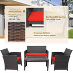 Costway Ensemble de mobilier de terrasse en rotin de 8 pièces avec chaises rembourrées, canapé et table basse blanc\marine	urquoiseouge