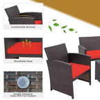 Costway Ensemble de mobilier de terrasse en rotin de 8 pièces avec chaises rembourrées, canapé et table basse blanc\marine	urquoiseouge