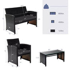 Costway Ensemble de mobilier de terrasse en rotin de 8 pièces avec chaises rembourrées, canapé et table basse blanc\marine	urquoiseouge