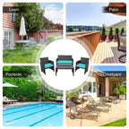 Costway Ensemble de mobilier de terrasse en rotin de 8 pièces avec chaises rembourrées, canapé et table basse blanc\marine	urquoiseouge