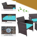 Costway Ensemble de mobilier de terrasse en rotin de 8 pièces avec chaises rembourrées, canapé et table basse blanc\marine	urquoiseouge
