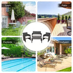 Costway Ensemble de mobilier de terrasse en rotin de 8 pièces avec chaises rembourrées, canapé et table basse blanc\marine	urquoiseouge