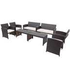 Costway Ensemble de mobilier de terrasse en rotin de 8 pièces avec chaises rembourrées, canapé et table basse blanc\marine	urquoiseouge