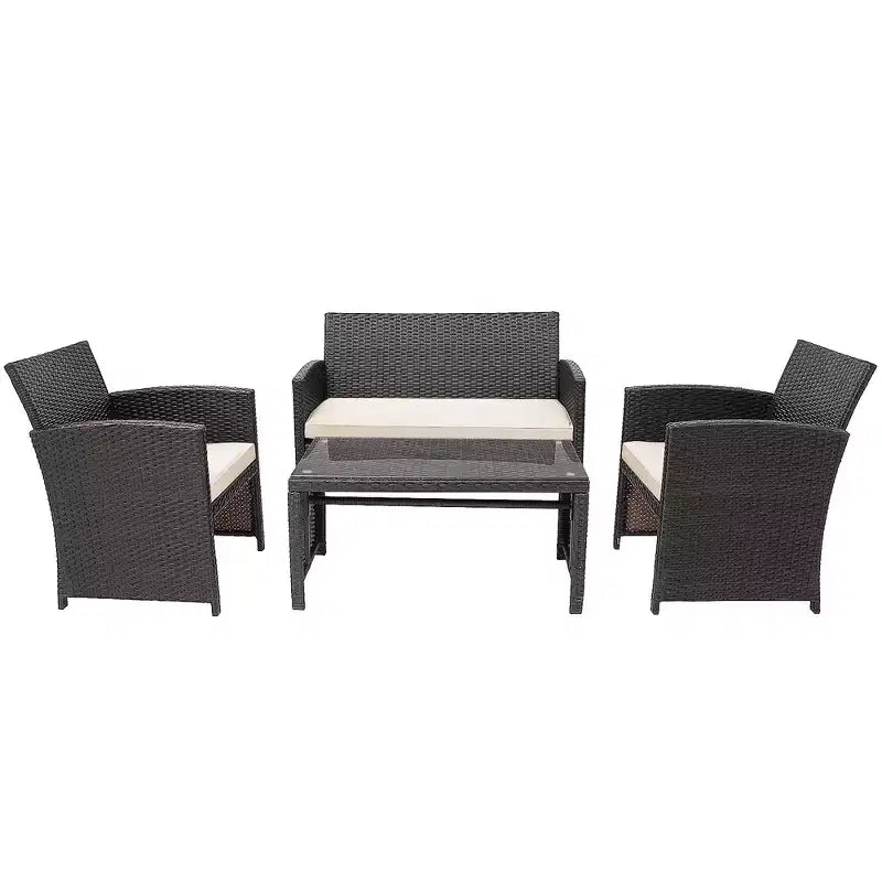 Costway Ensemble de mobilier de terrasse en rotin de 8 pièces avec chaises rembourrées, canapé et table basse blanc\marine	urquoiseouge