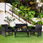 Costway Ensemble de mobilier de terrasse en rotin de 8 pièces avec chaises rembourrées, canapé et table basse blanc\marine	urquoiseouge
