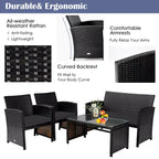 Costway Ensemble de mobilier de terrasse en rotin de 8 pièces avec chaises rembourrées, canapé et table basse blanc\marine	urquoiseouge