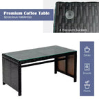 Costway Ensemble de mobilier de terrasse en rotin de 8 pièces avec chaises rembourrées, canapé et table basse blanc\marine	urquoiseouge