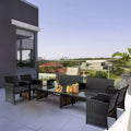 Costway 8PCS Patio Rattan Furniture Set Cushioned Chair Sofa Coffee Table White\Navy\Turquoise\Red