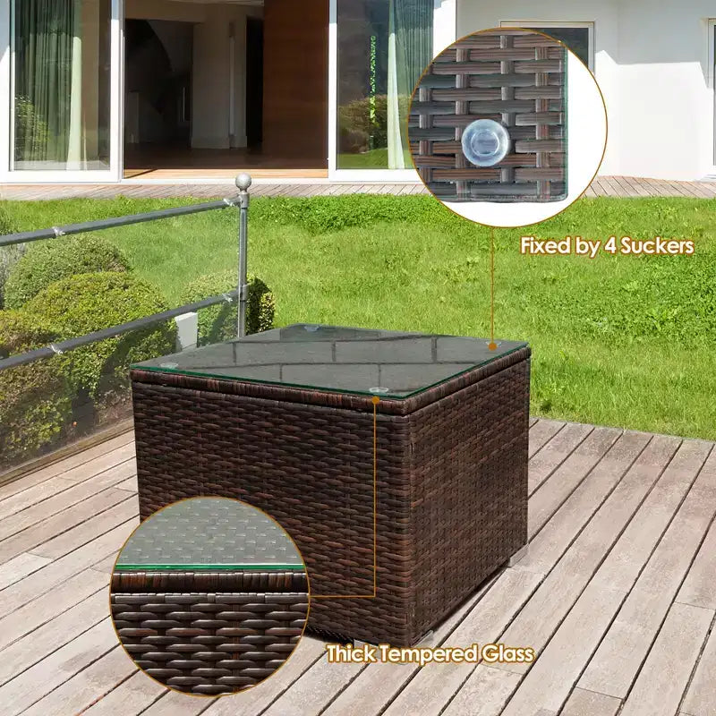 Set di mobili da patio Costway da 3 pezzi in rattan, divano da conversazione imbottito, Turchese\Rosso