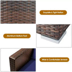 Set di mobili da patio Costway da 3 pezzi in rattan, divano da conversazione imbottito, Turchese\Rosso