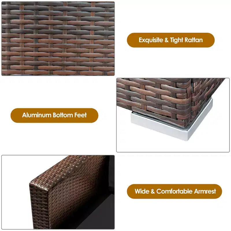 Set di mobili da patio Costway da 3 pezzi in rattan, divano da conversazione imbottito, Turchese\Rosso