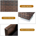 Set di mobili da patio Costway da 3 pezzi in rattan, divano da conversazione imbottito, Turchese\Rosso