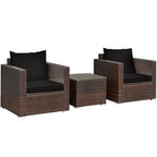 Set di mobili da patio Costway da 3 pezzi in rattan, divano da conversazione imbottito, Turchese\Rosso