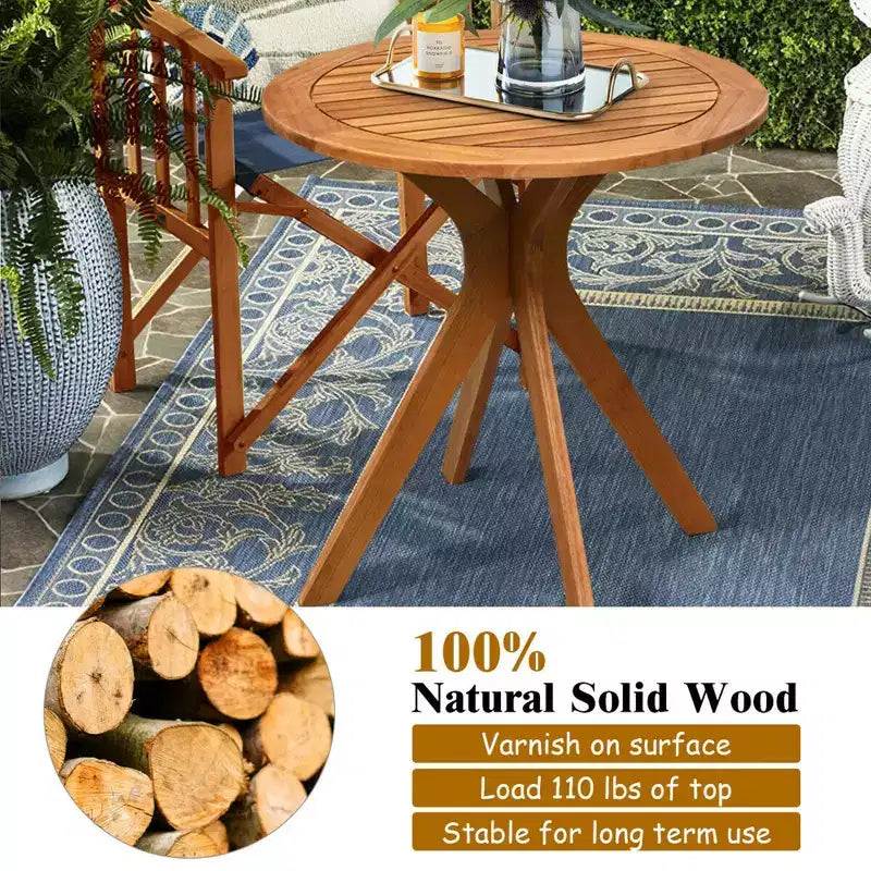 Costway 3-teiliges Garten-Schaukelstuhl-Set mit rundem Tisch aus Massivholz, gepolstertes Sofa für Garten und Terrasse