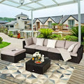 Costway 6PCS Outdoor Patio Rattan Furniture Set Cushioned Sectional Sofa Navy\Black\Turquoise\Beige