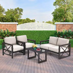 Set da giardino Costway da 2 pezzi con divanetto e tavolino da caffè, cuscino spesso 6'', beige