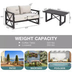Set da giardino Costway da 2 pezzi con divanetto e tavolino da caffè, cuscino spesso 6'', beige
