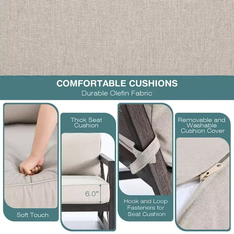 Set da giardino Costway da 2 pezzi con divanetto e tavolino da caffè, cuscino spesso 6'', beige
