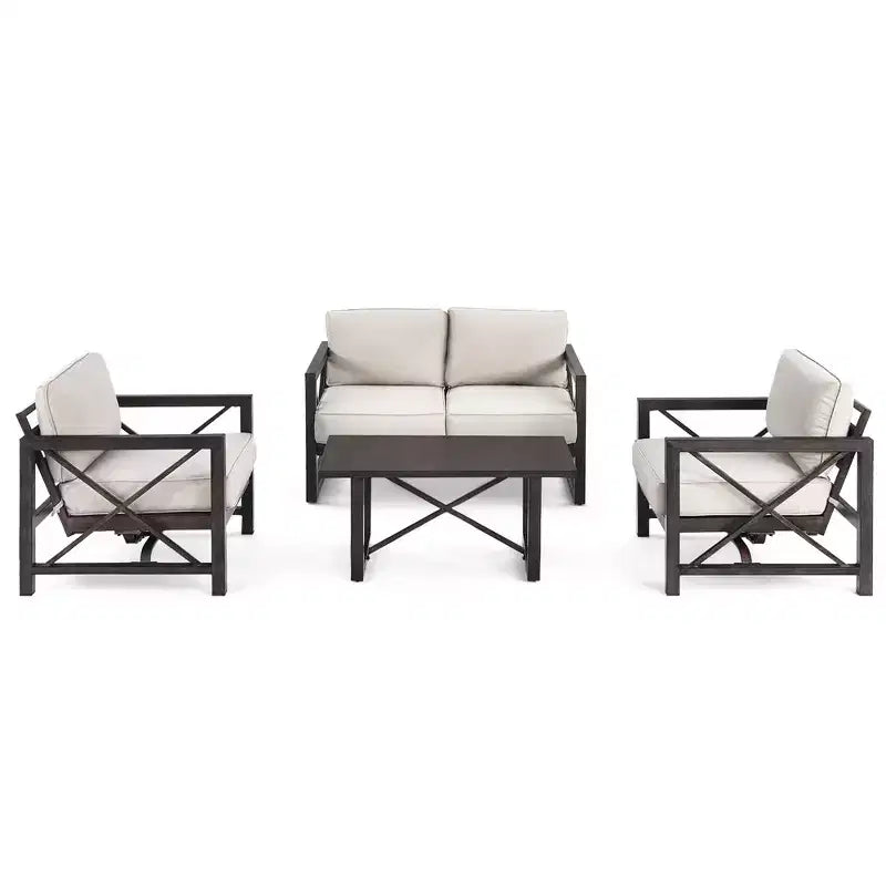 Set da giardino Costway da 2 pezzi con divanetto e tavolino da caffè, cuscino spesso 6'', beige