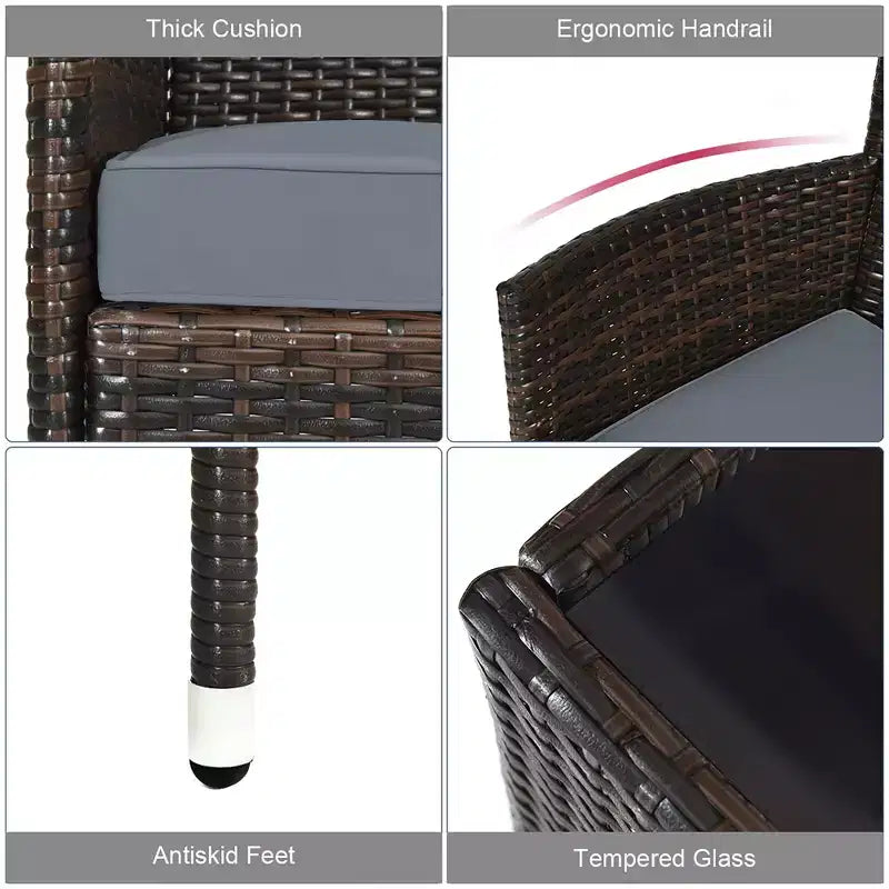Costway 8 részes rattan kültéri bútorszett párnázott kanapéval és székekkel