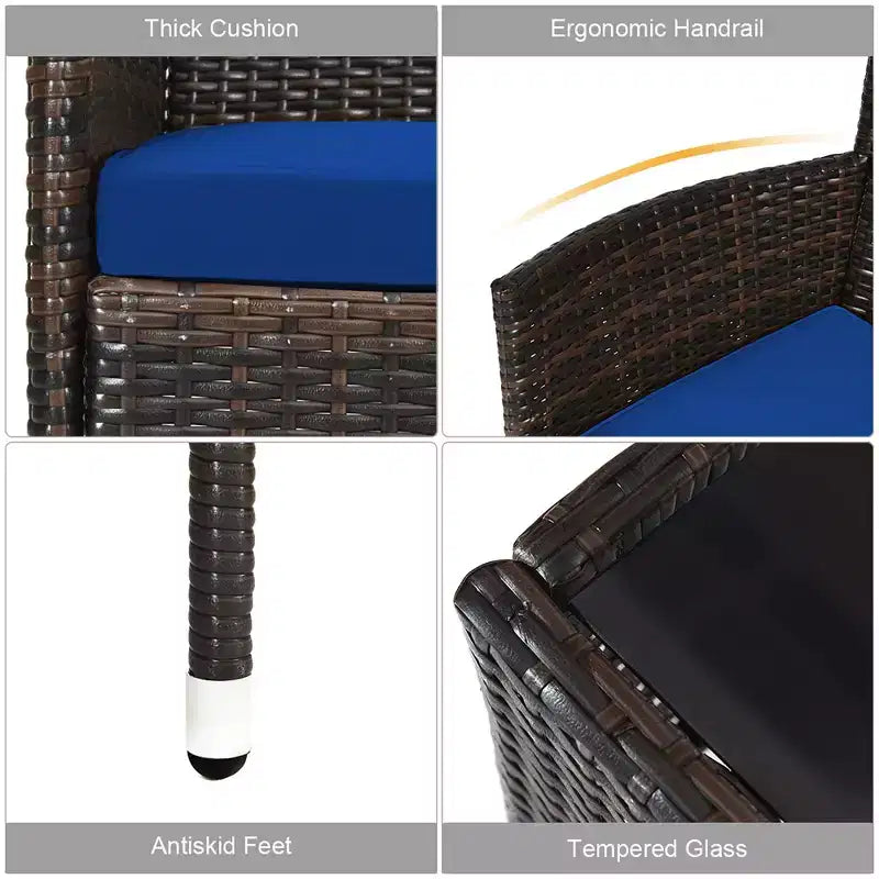 Costway 8 részes rattan kültéri bútorszett párnázott kanapéval és székekkel