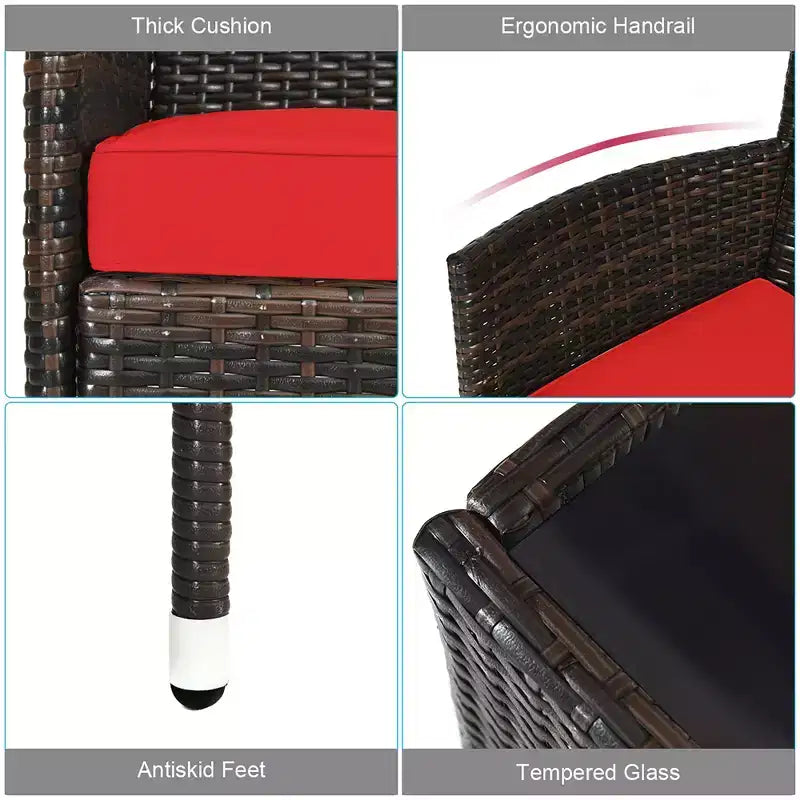 Costway 8 részes rattan kültéri bútorszett párnázott kanapéval és székekkel