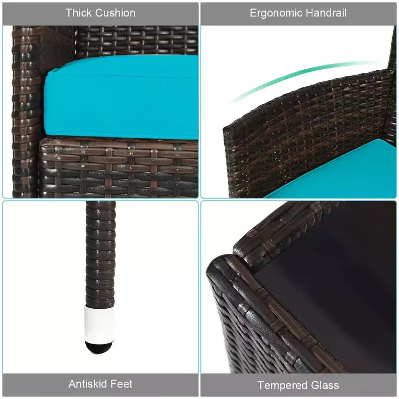 Costway 8 részes rattan kültéri bútorszett párnázott kanapéval és székekkel