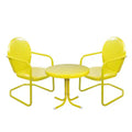 Northlight 3-Piece Retro Metal Tulip Chairs and Side Table Outdoor Set, Yellow