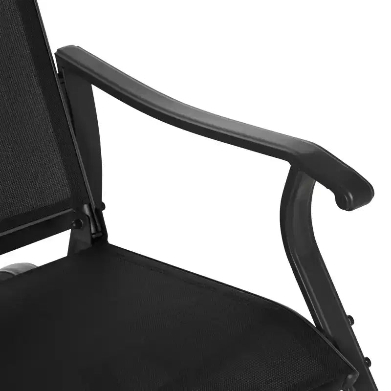 Ensemble de 4 pièces de mobilier d’extérieur Outsunny, avec banc coulissant de terrasse pour 2 personnes, fauteuil suspendu individuel et table basse en verre, noir
