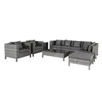 Outsunny Ensemble de mobilier de jardin d’extérieur 9 pièces en résine tressée et rotin, avec canapé d’angle de conversation au design moderne, coussins épais et moelleux, repose-pieds et table à thé