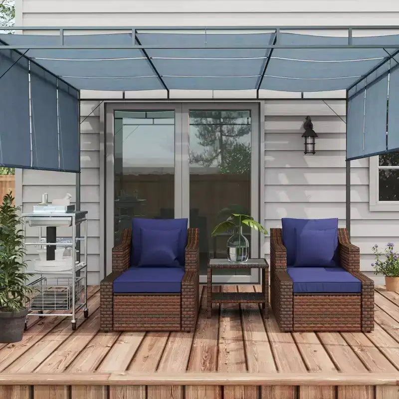 Ensemble de mobilier de terrasse Outsunny de 5 pièces, ensemble de fauteuils de conversation et pouf en rotin PE toutes saisons, avec table, coussins et oreillers inclus