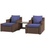 Ensemble de mobilier de terrasse Outsunny de 5 pièces, ensemble de fauteuils de conversation et pouf en rotin PE toutes saisons, avec table, coussins et oreillers inclus