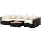 Ensemble de canapé d’extérieur Outsunny de 7 pièces en rotin tressé, mobilier modulaire de terrasse en rotin PE avec table basse à plateau en acacia, coussin pour le jardin et la cour