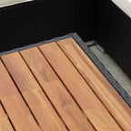 Ensemble de canapé d’extérieur Outsunny de 7 pièces en rotin tressé, mobilier modulaire de terrasse en rotin PE avec table basse à plateau en acacia, coussin pour le jardin et la cour