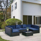 Ensemble de mobilier de jardin d’extérieur Outsunny de 7 pièces en rotin tressé moderne, idéal pour le jardin, la terrasse et la cour